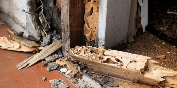funnels of termite damage in a south carolina house 